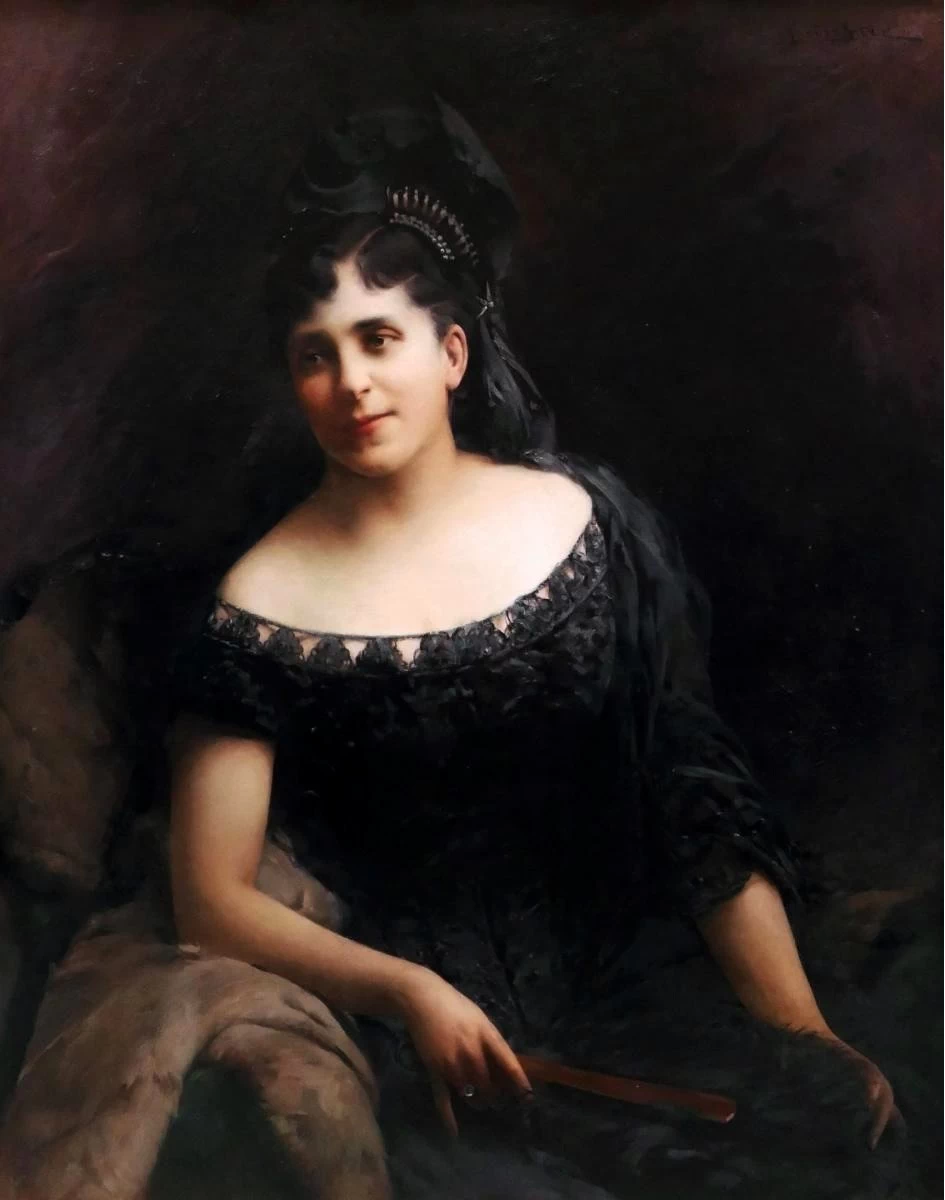 François Paul Auguste Quinsac - Ritratto di una signora in abito nero